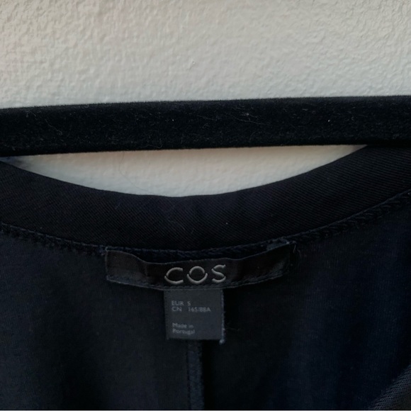 COS size Small Black T Shirt Shift Dress Short Sleeve Stretch Jersey Drop Back - Picture 9 of 10